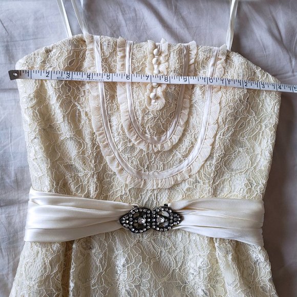 NWT BCBGMaxAzria Champagne Strapless Lace Dress (Cream, Size 2) - Picture 5 of 9